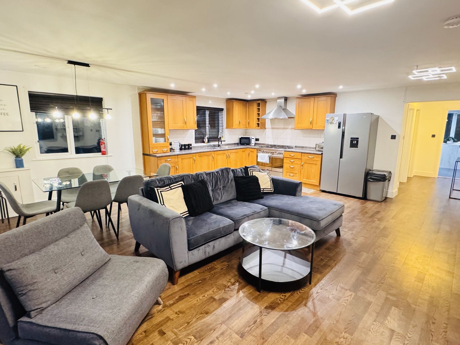 The Bungalow — open-plan living room and kitchen